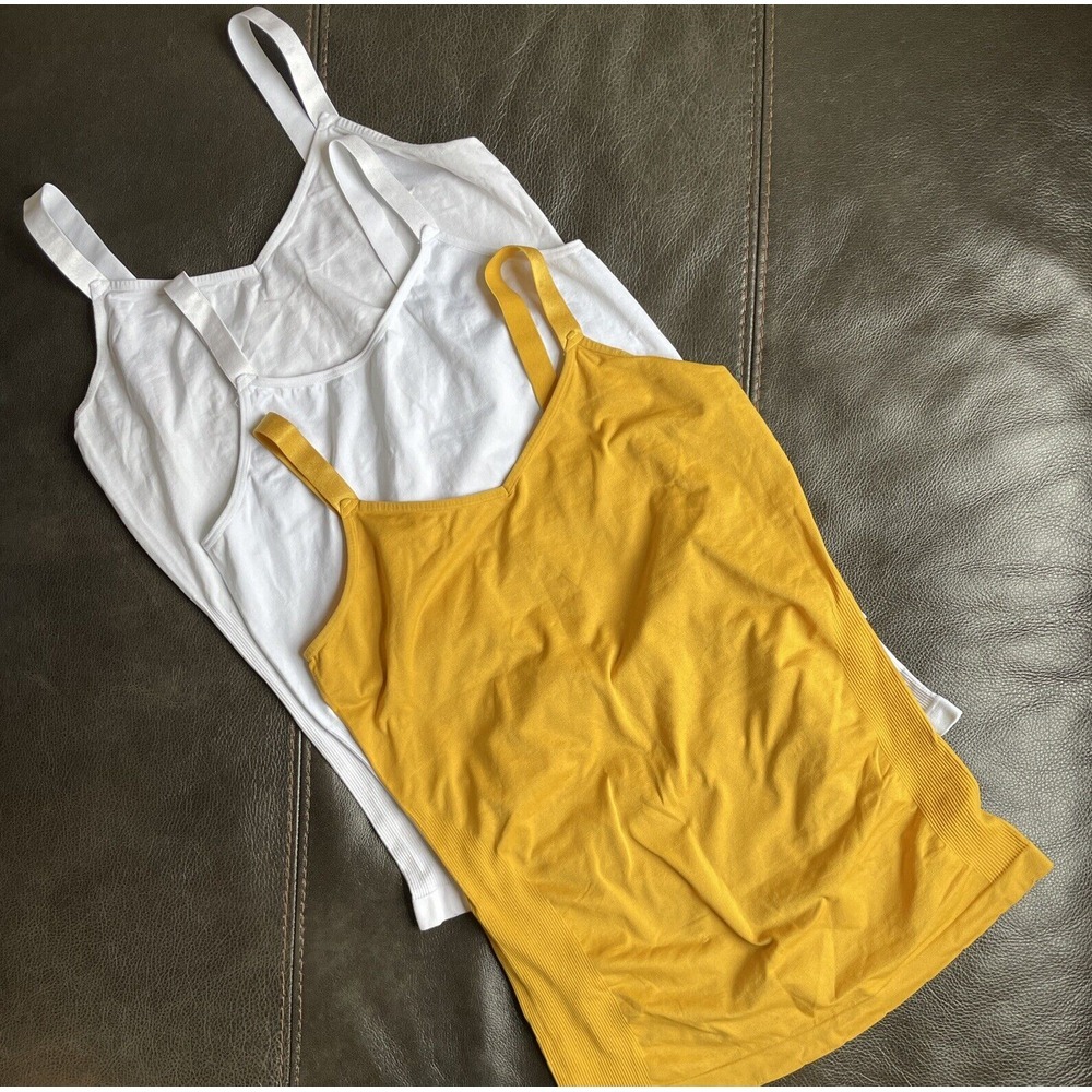 ULTRA-TEEZE Women's  Tank-top One Size Fits All LOT of 3 (1 Yellow, 2 Whites)